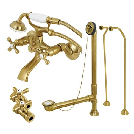 Kingston Brass Clawfoot Tub Faucet Packages, Brushed Brass, Tub Wall Mount CCK265SBD